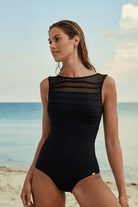 Jantzen  Cosmopolitan Mesh High Neck One Piece Black.