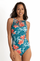 Jantzen  Lily Garden Mesh High Neck Mastectomy One Piece Jewel.