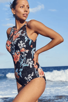 Jantzen  Lily Garden Mesh High Neck Mastectomy One Piece.