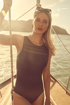 Jantzen  Cosmopolitan Mesh High Neck One Piece Black.