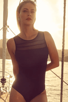 Jantzen  Cosmopolitan Mesh High Neck One Piece Black.