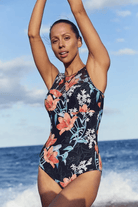 Jantzen  Lily Garden Mesh High Neck Mastectomy One Piece.