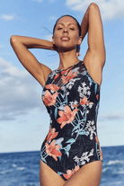 Jantzen  Lily Garden Mesh High Neck Mastectomy One Piece.