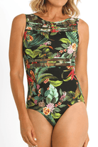 Jantzen Meka Mesh High Neck Mastectomy One Piece - Black.