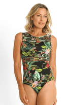 Jantzen Meka Mesh High Neck Mastectomy One Piece - Black.