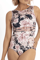 Jantzen Chiara Mesh High Neck Mastectomy One Piece - Navy.