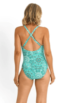 Jantzen Chantille High Neck Cross Strap Mastectomy One Piece - Green.