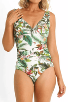 Jantzen Meka Multi Fit Mesh Frill One Piece White.