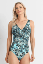 Jantzen Zion Gathered Surplice One Piece Blue.