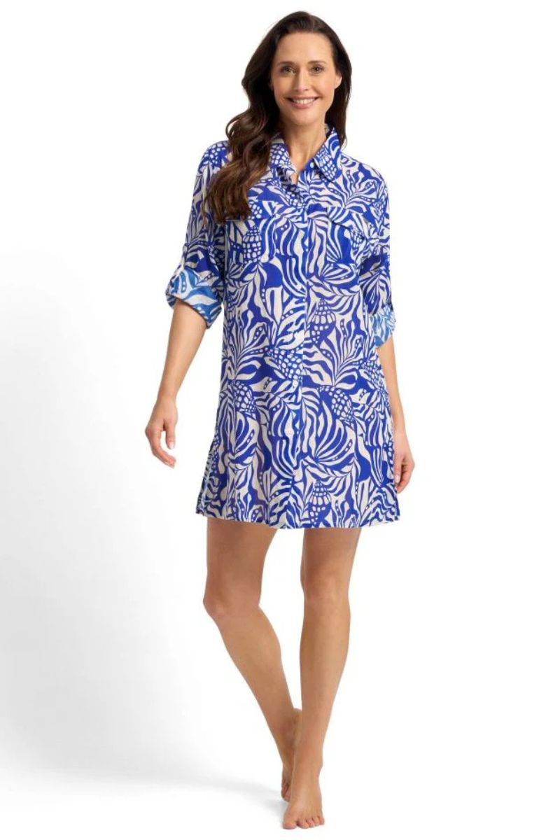 jantzen-seashells-JA91236-button-through-shirt-cobalt-ozresort