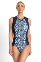 Jantzen Select Active Zip Front Mastectomy One Piece - Navy.