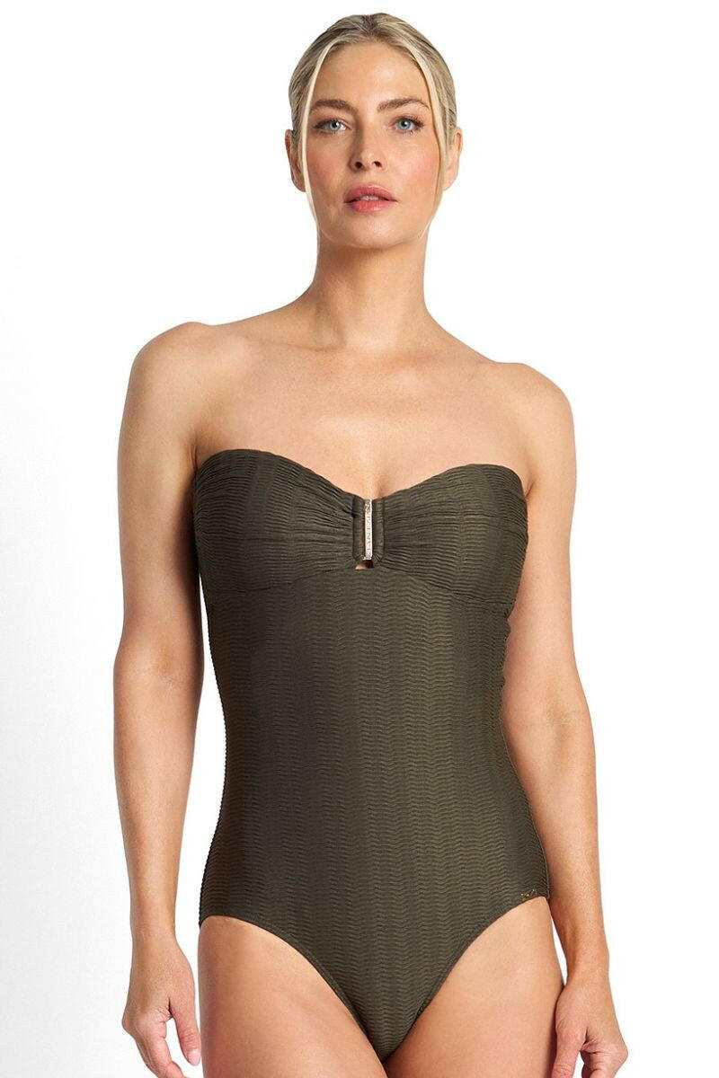 Jantzen Sky High Bar Bandeau One Piece - Army.