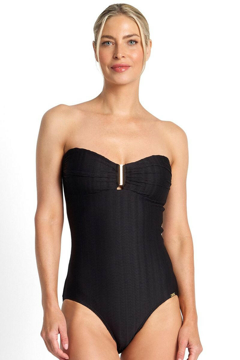 Jantzen Sky High Bar Bandeau One Piece - Black.