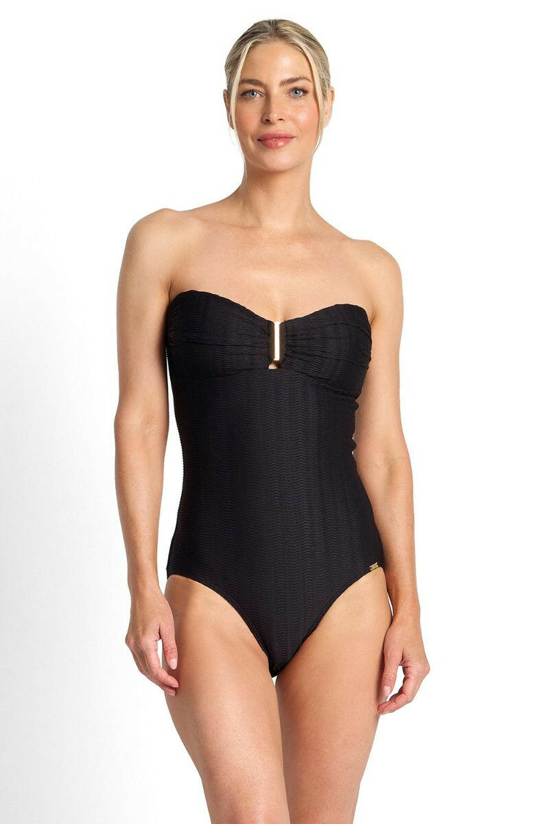 Jantzen Sky High Bar Bandeau One Piece - Black.