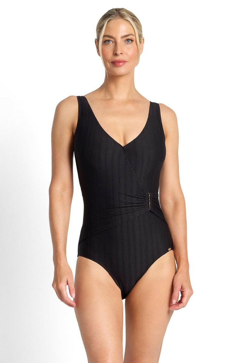 Jantzen Sky High Bar Surplice One Piece - Black.