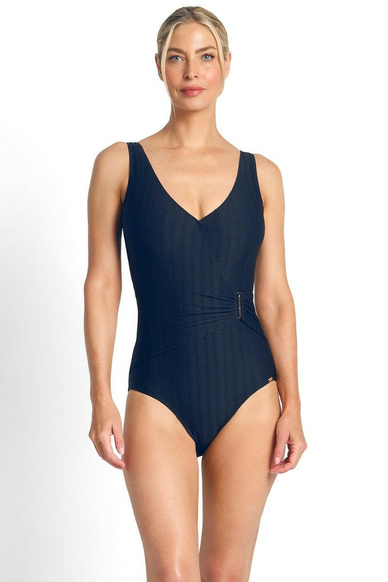 Jantzen Sky High Bar Surplice One Piece - Navy.