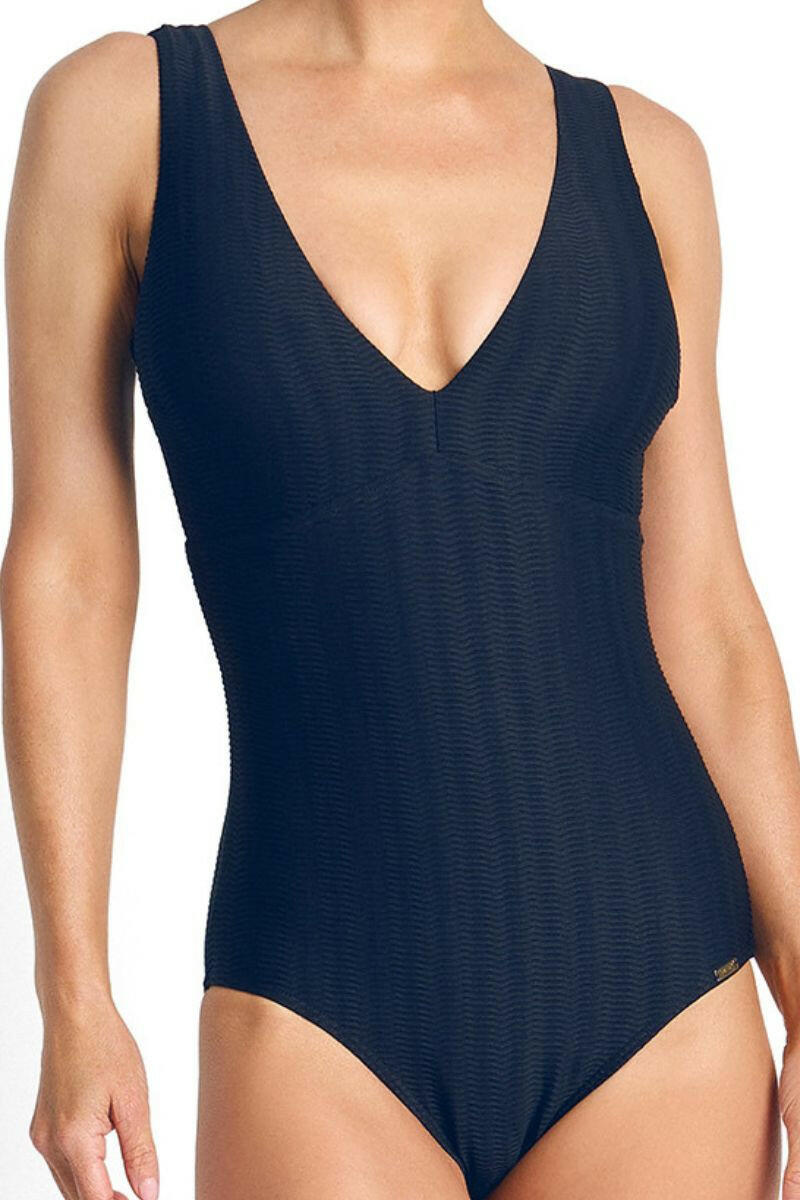 Jantzen Sky High Deep Vee One Piece - Navy.