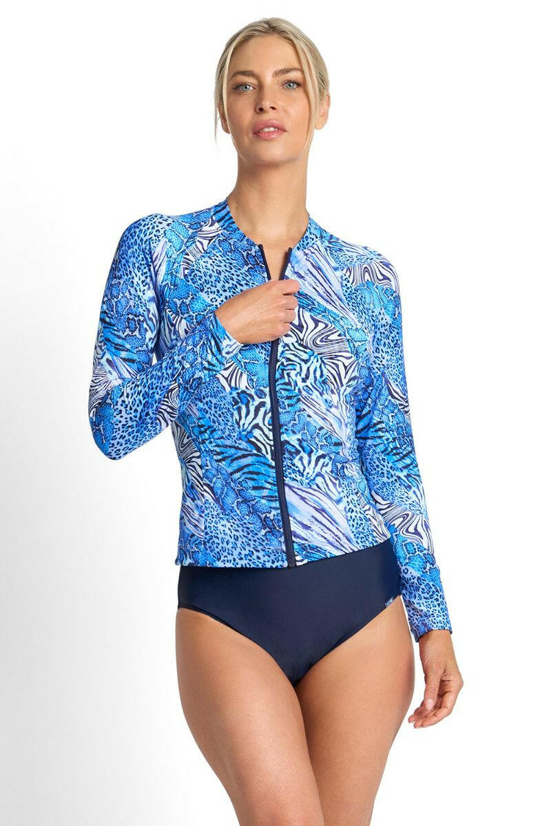 Jantzen Tigeress Long Sleeve Mastectomy Rashie - Navy.