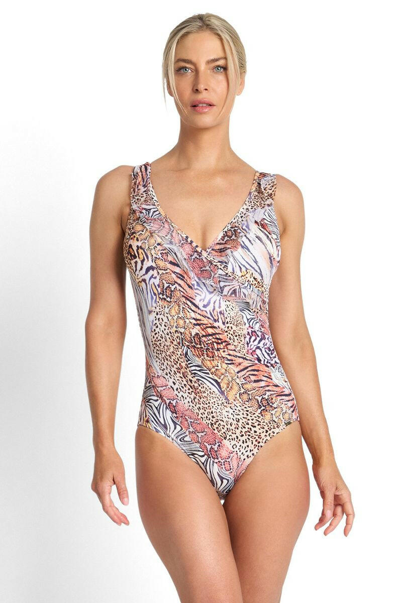Jantzen Tigeress Mesh Frill One Piece - Skin.
