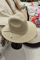 Laze Flexi Panama Leather Band Woven Wide Brim Sun hat.