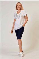 La Strada Stretch Short Capri Pant with Stud Detail.