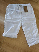 La Strada Stretch Short Capri Pant with Stud Detail.