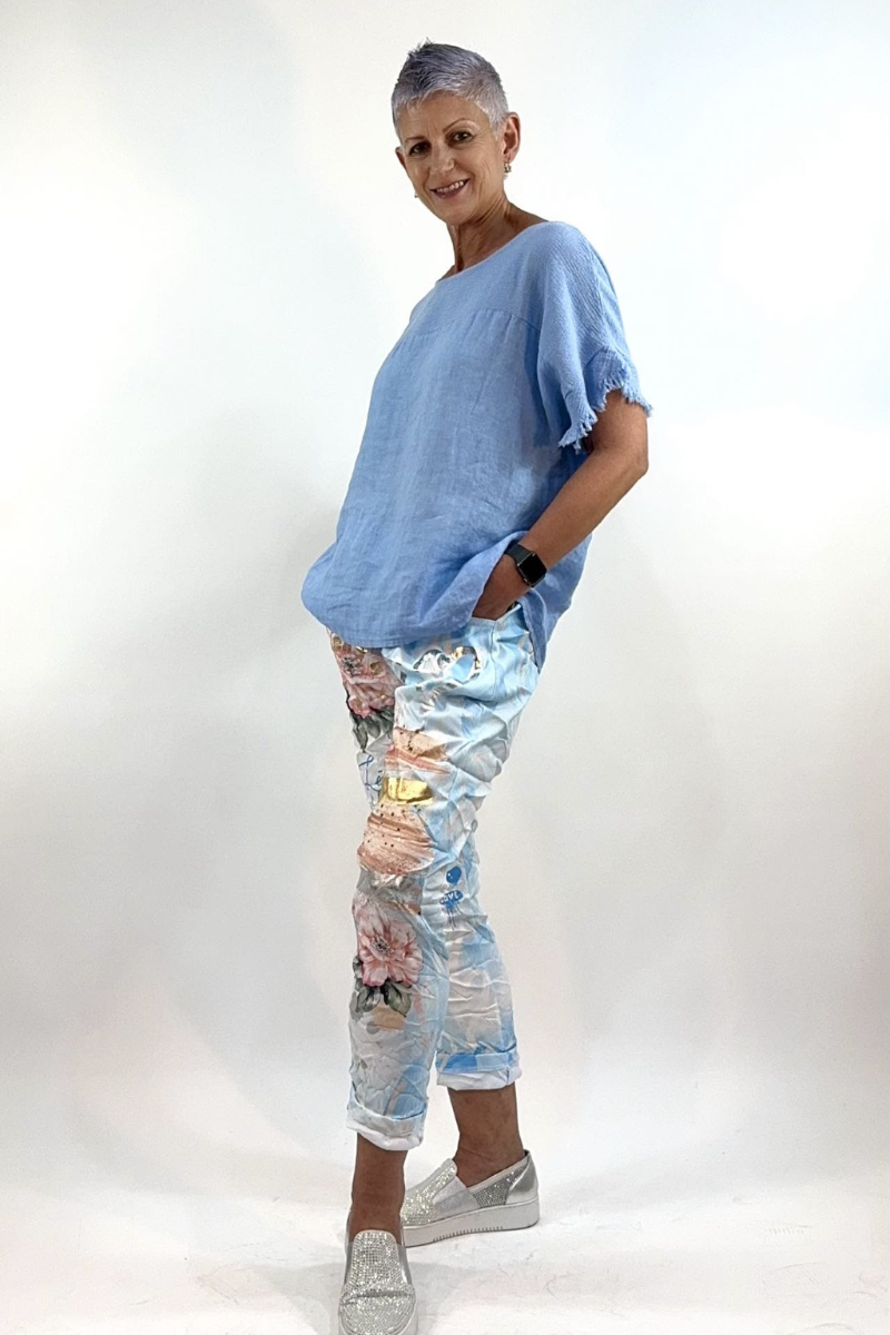 La Strada Stretch Jogger Elastane Viscose Pants Gold Leaf.