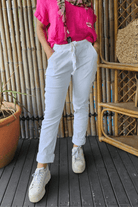 La Strada Stretch Jogger Foiled Silver.