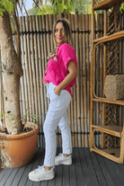 La Strada Stretch Jogger Foiled Silver.