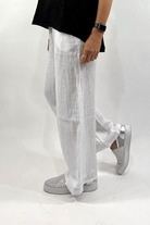 La Strada White Wide Leg Linen Pant.