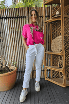 La Strada Stretch Jogger Foiled Silver.