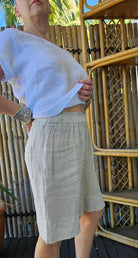 La Strada Italian Linen Long Short White & Beige.
