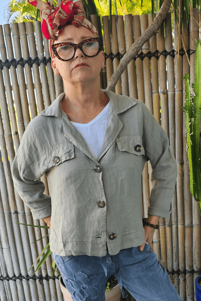 Very May Italian Linen Jacket Fango.