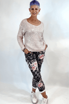 La Strada Jogger Stretch Pink Animal Pant.