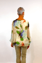 La Strada Silk Viscose V Neck Tierred Top Cobalt.