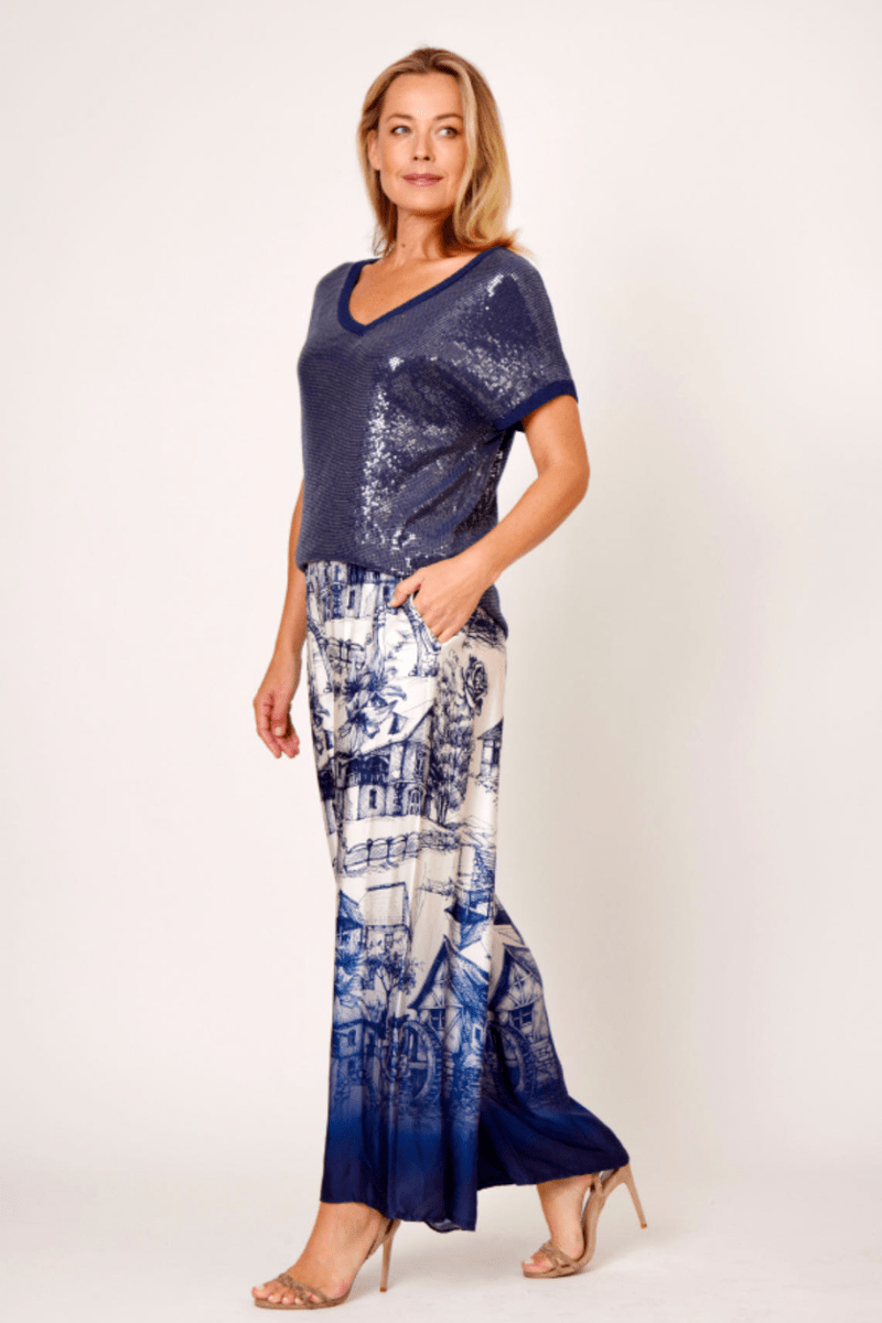 La Strada 100% Viscos Country Cottage Print Pants.