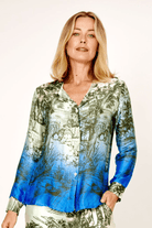 La Strada 100% Viscose Shirt Multi Green Azure.