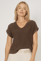 La Strada Italian Linen V Neck Shirt.