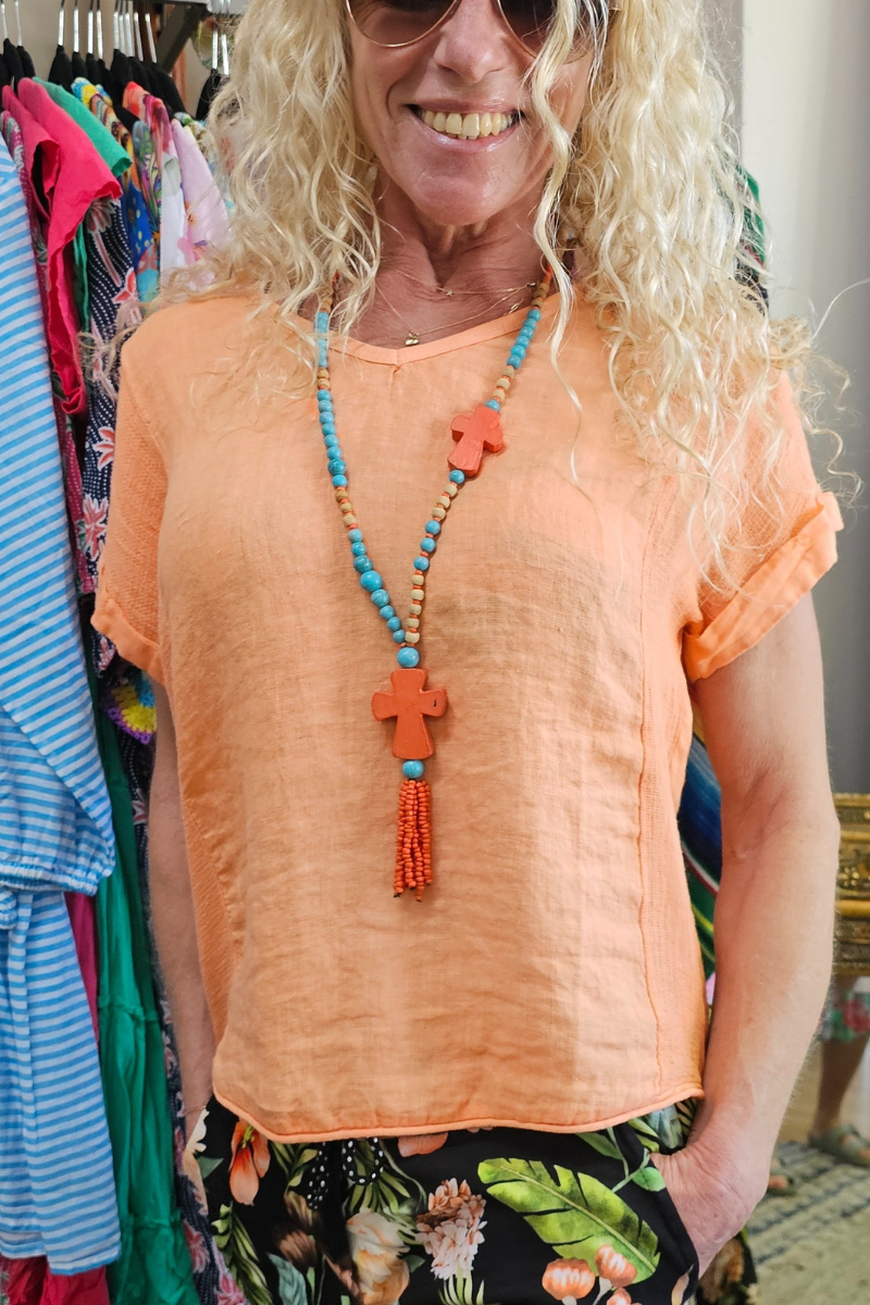 La Strada Italian Linen V Neck Shirt.