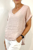 La Strada Italian Linen V Neck Shirt.