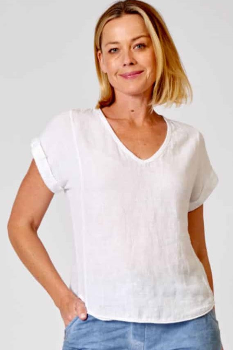 La Strada Italian Linen V Neck Shirt.