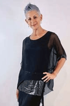 La Strada Navy Silk Blended Top.