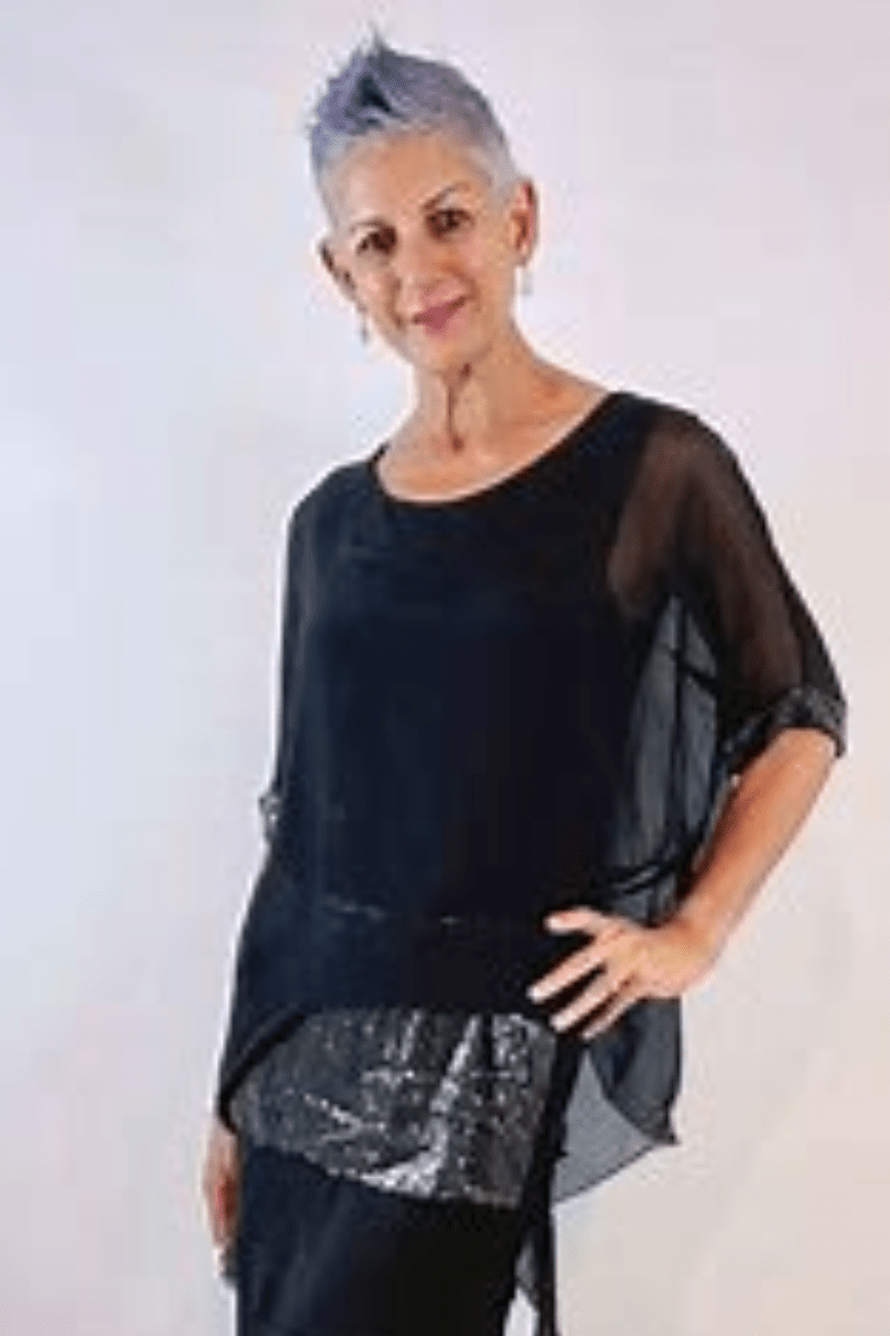 La Strada Navy Silk Blended Top.