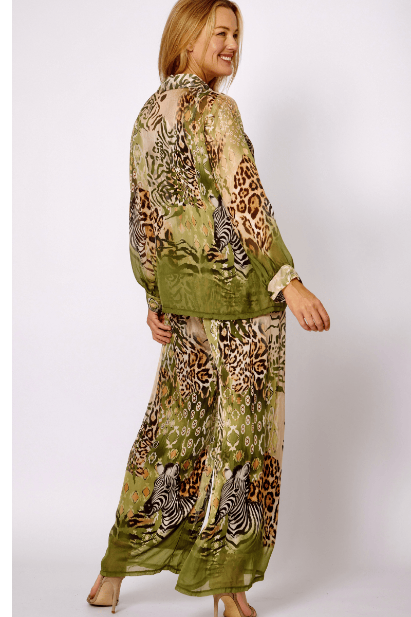 La Strada Silk Viscose Button Through Shirt Zebra.