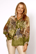 La Strada Silk Viscose Button Through Shirt Zebra.
