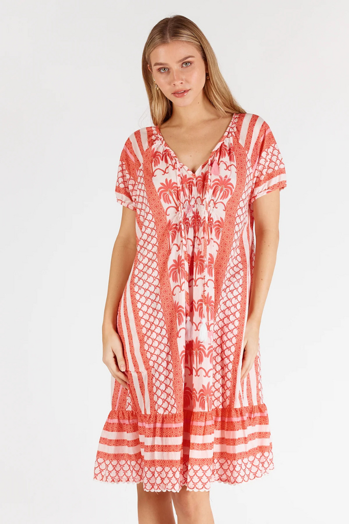 lula-life-blakely-shirred-dress-melon-ozresort