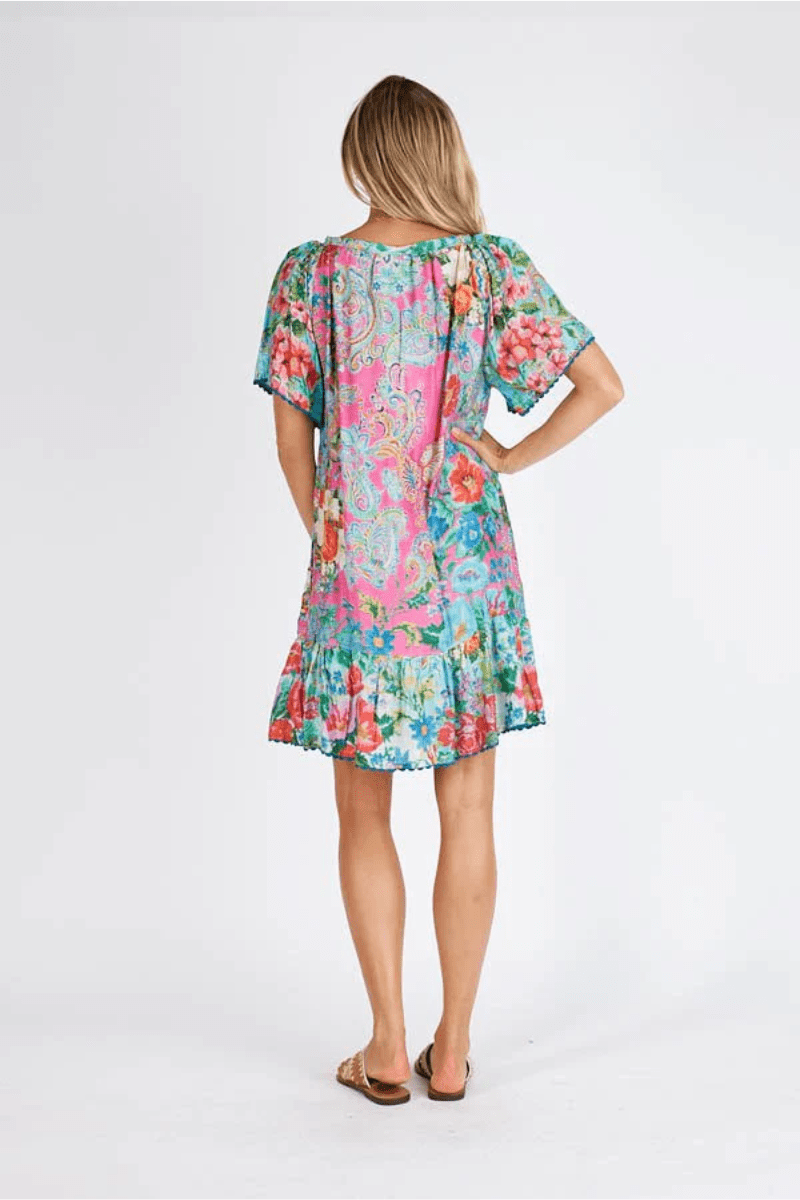 Lula Life Finch Shirred Printed Dress.