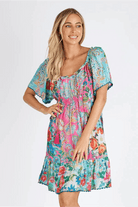 Lula Life Finch Shirred Printed Dress.