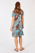 Lula Life Gina Shirred Printed Lagoon Dress.