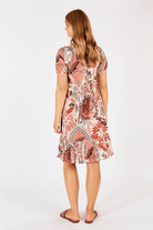 Lula Life Gina Shirred Printed Lagoon Dress White.